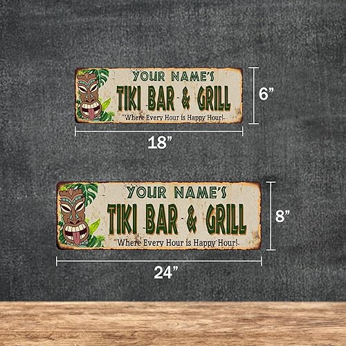 Miniatura 3 de Letrero personalizado de TIKI BAR & GRILL para decoración de cabaña, bares, decoración de parrilla, accesorios hawaianos, patio, playa, tabla de
