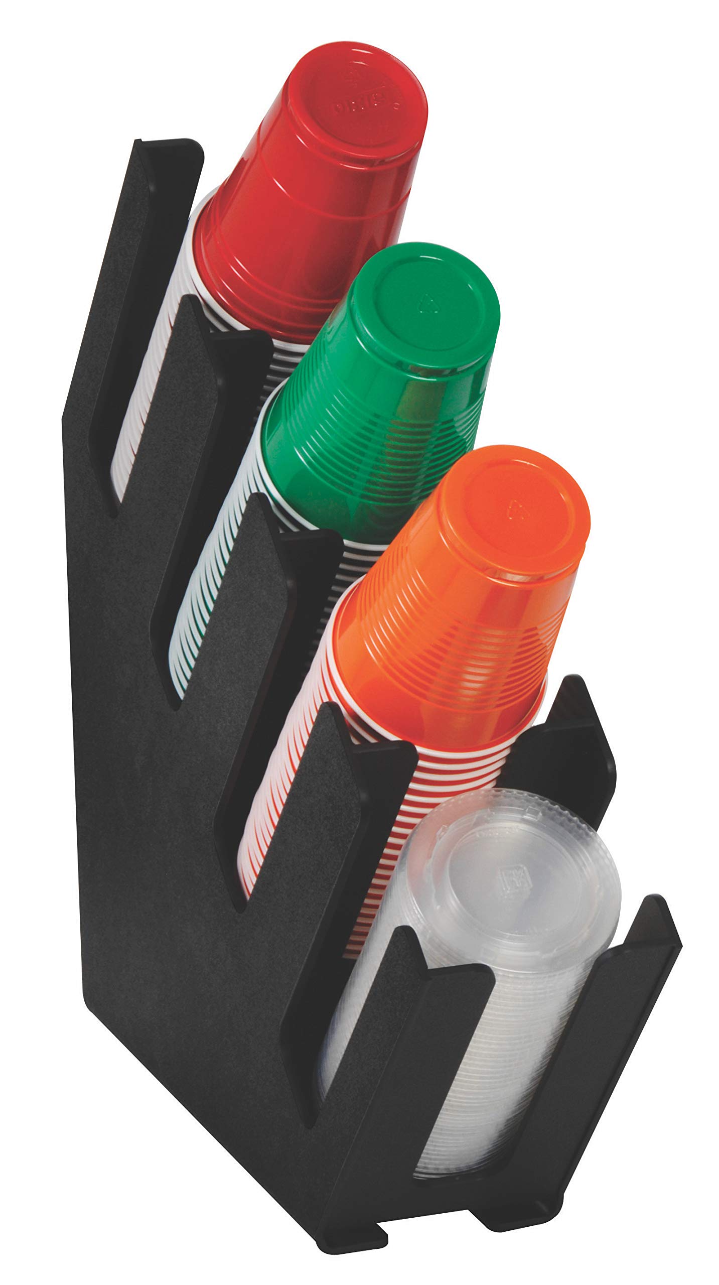 LID-4BT Four Section Countertop Cup and Lid Organizer, Fits 6 oz. to 44 oz. Cups and Lids, Black Polystyrene