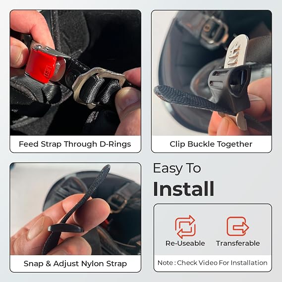 Helmet Quick Release Buckle Kit Ratcheted Stainless Steel Helmet Chin Strap Adapter - Install Without Removing Strap Snap