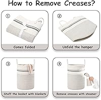 Vista 6 de VIPOSCO Cesta de lavandería grande, cesta de almacenamiento de cuerda tejida alta para mantas, juguetes, ropa sucia en la sala de estar, baño, Rayas