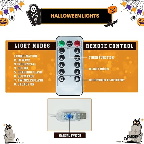 Miniatura 3 de KatchOn, Guirnalda de luces de Halloween para exteriores, 20 pies, 30 luces LED, iluminación exterior para decoraciones de Halloween al aire libre,
