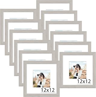 Picrit 12x12 Picture Frame Set of 12, Modern Gallery Wall Frames, Gray