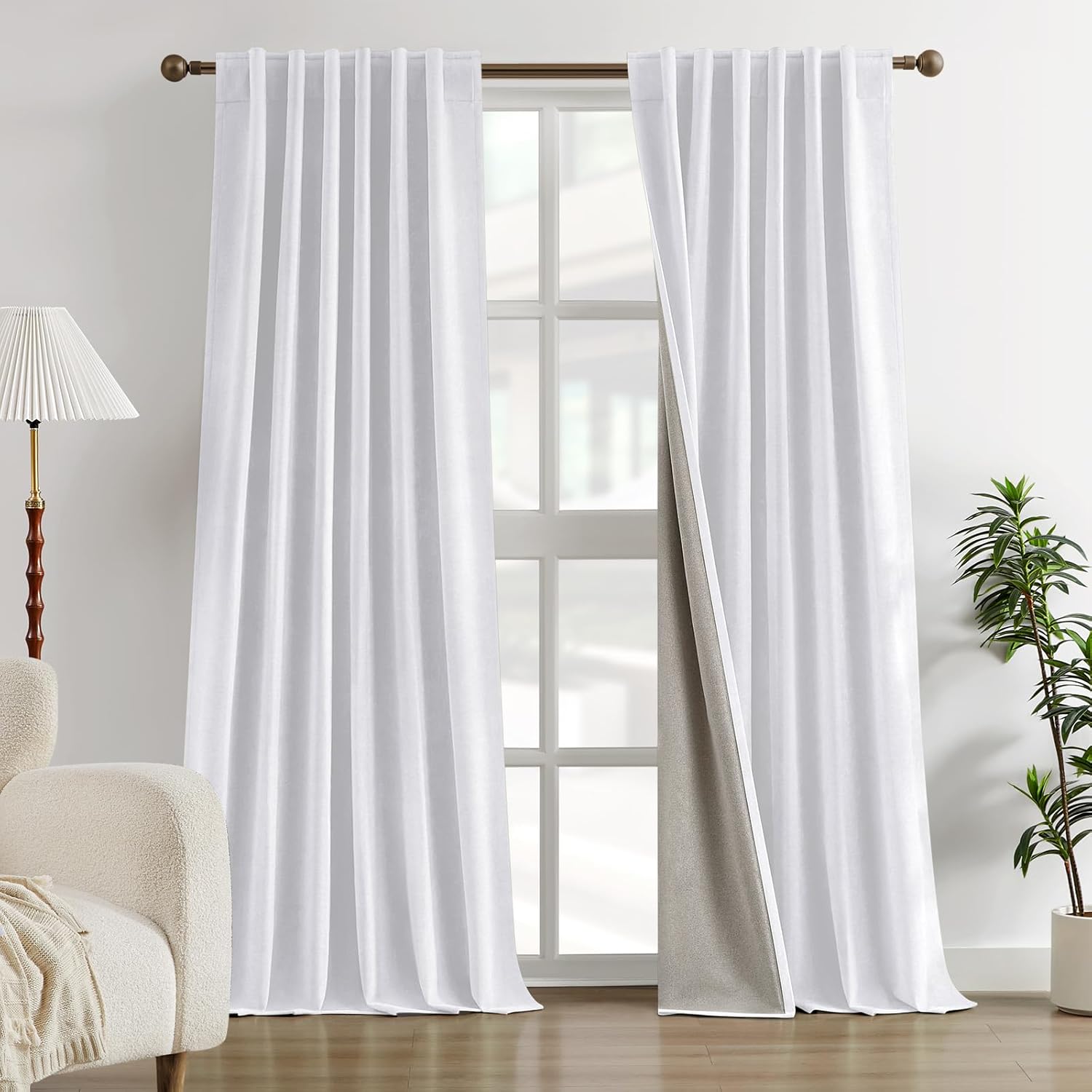 Amazon HOMEIDEAS 100 Chenille White Blackout Curtains For Bedroom amazon-homeideas-100-chenille-white-blackout-curtains-for-bedroom