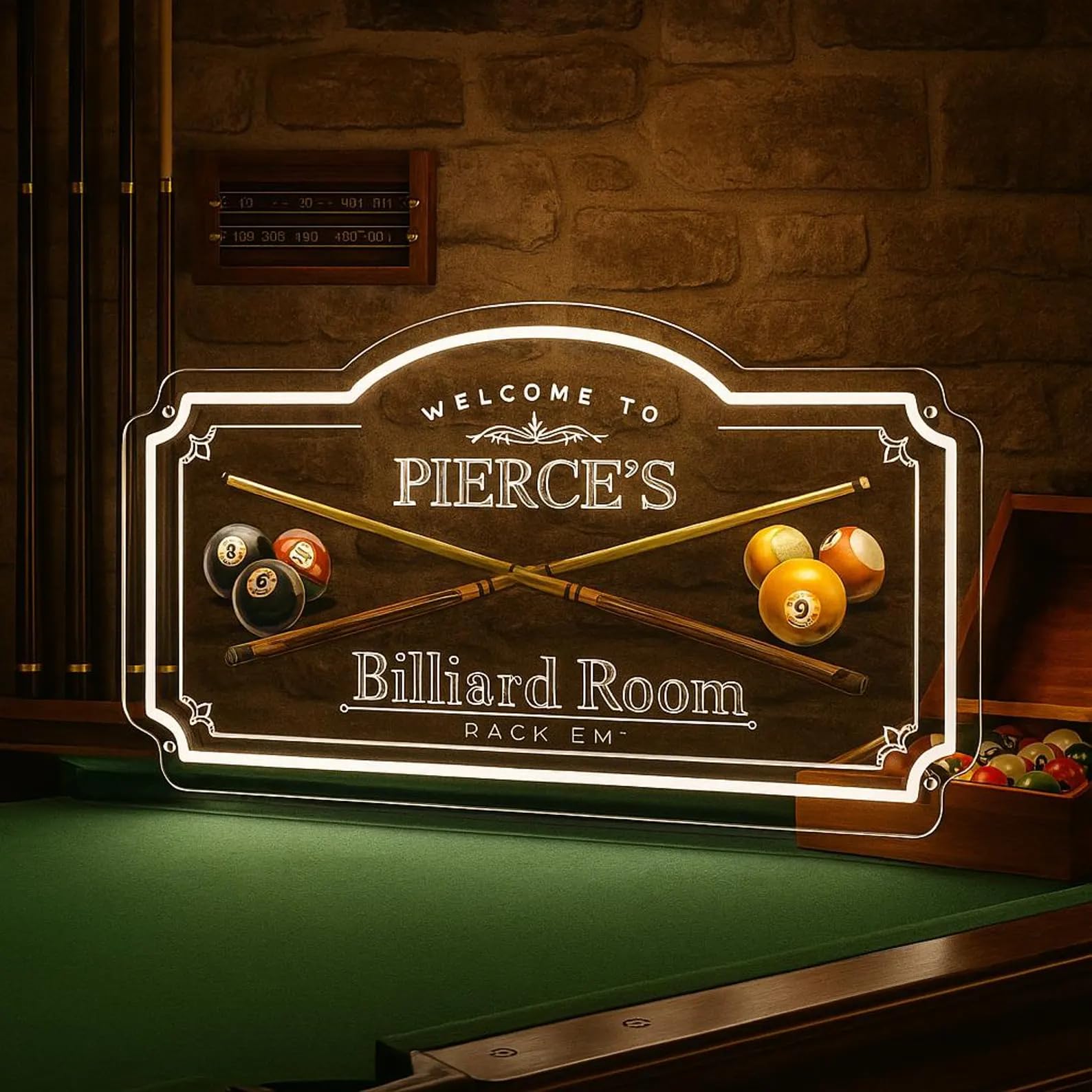 Custom Billiards Neon Sign Personalized Billiard Room LED Light for Pool Zone, Sport, Game Room, Man Cave, Bedroom, Lounge, Rest Room Wall Art Decor, Personalized Gift For Him