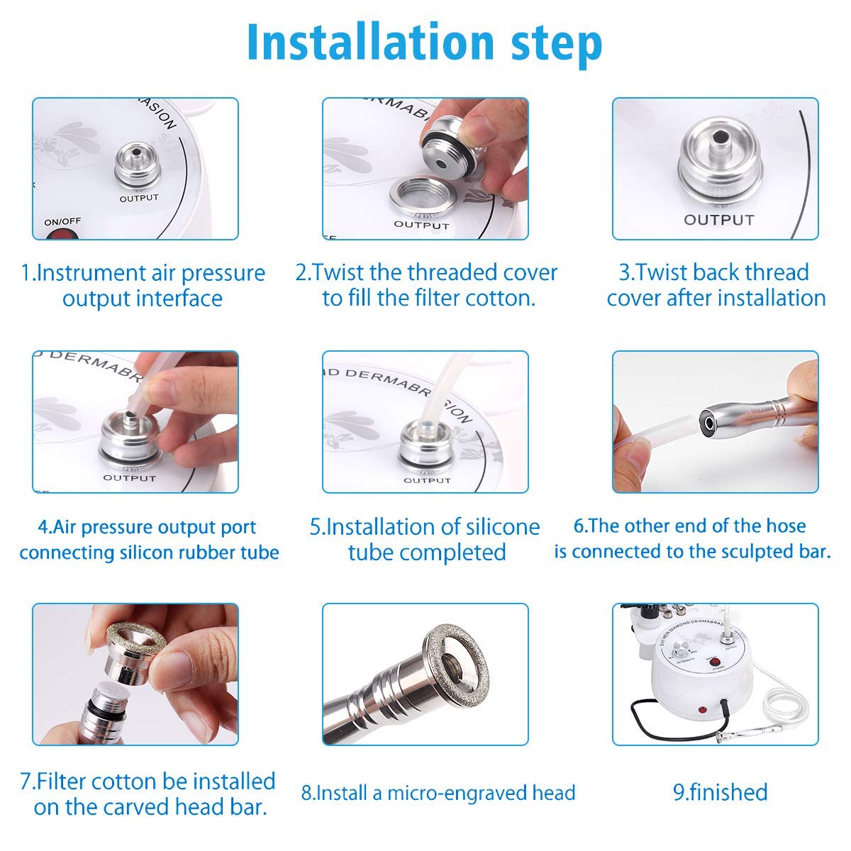 Microdermabrasion Machine, 3 in 1 Portable Diamond Microdermabrasion Dermabrasion Machine Facial Care Salon Equipment w/Vacuum & Spray including 360 Cotton Filters and 2 Plastic Oil Filte : Beauty & Personal Care