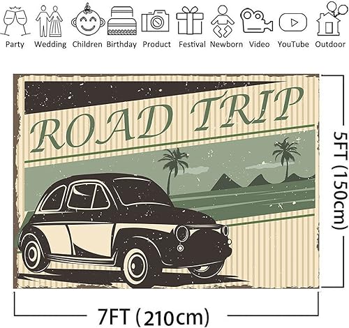 Miniatura 4 de Sello de fondo de viaje por carretera, telón de fondo de coche para niños, fiesta de feliz cumpleaños, amigos, familia, viaje, decoración, fondo, 7