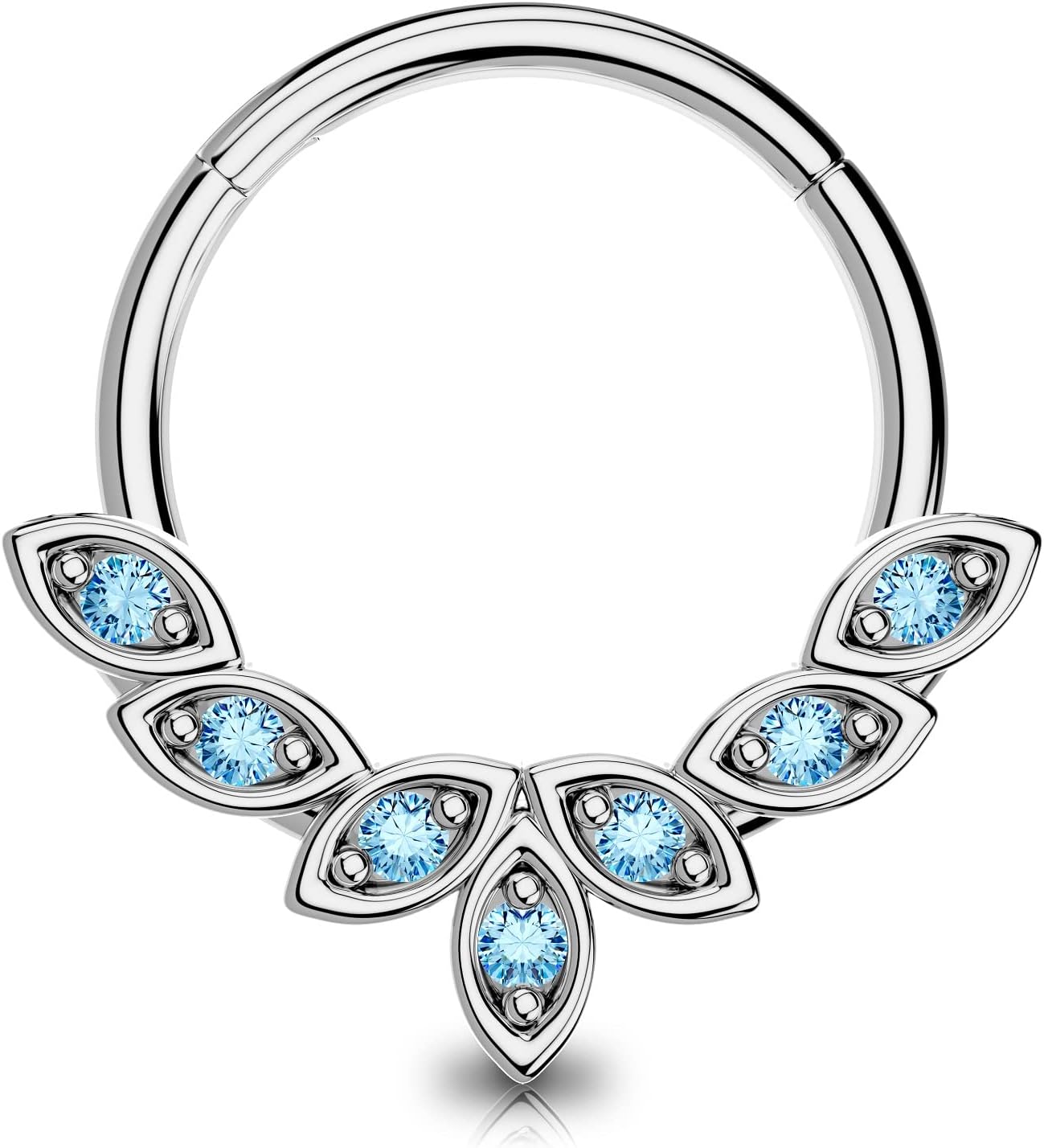OUFER Septum Rings 16G, 316L Stainless Steel Septum Rings Hoops, Cluster CZ Hinged Segment Daith Helix Piercing Jewelry For Women And Men