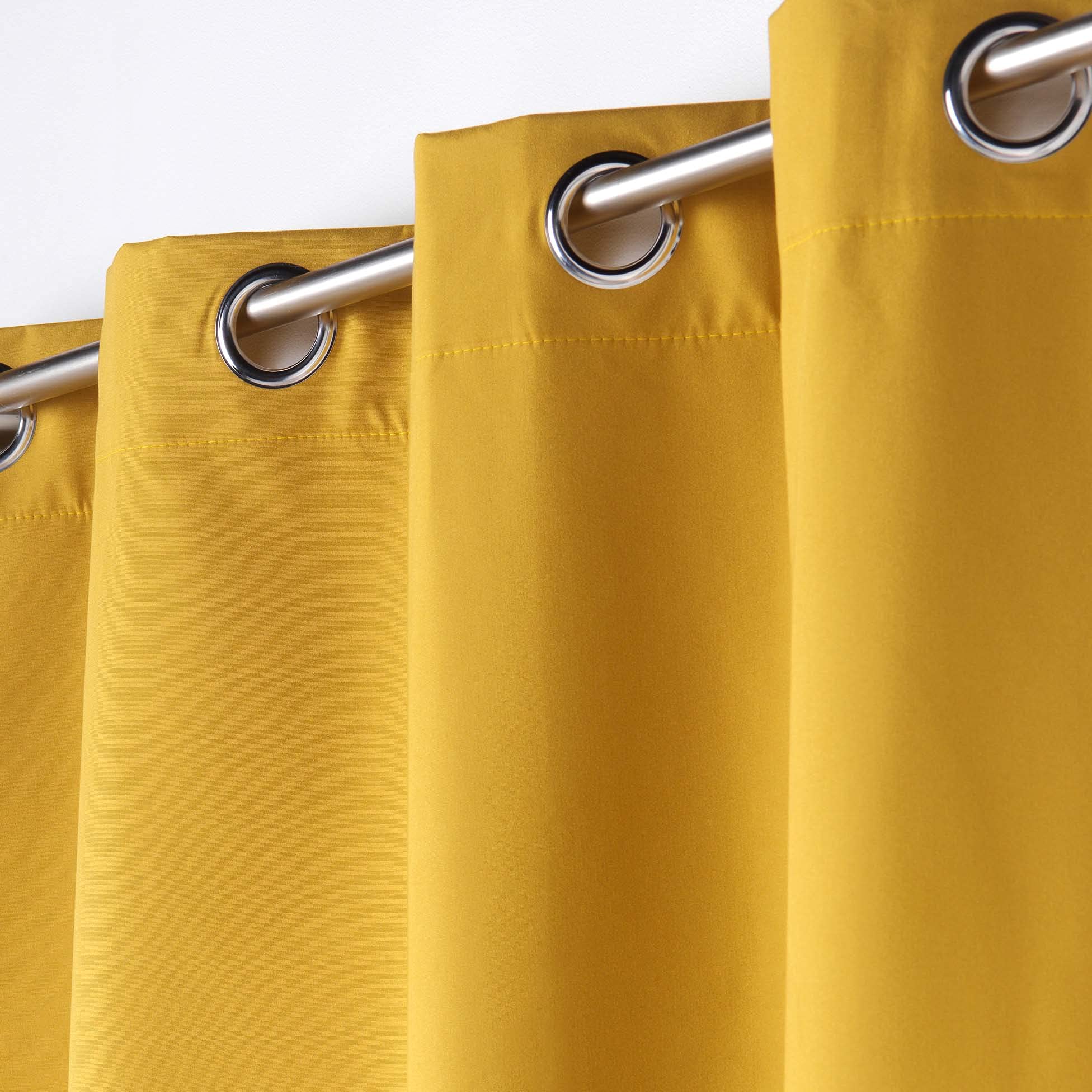 Lot de 2 Rideaux occultant Double Face 140 x 260 cm 100% Microfibre Obscure Jaune