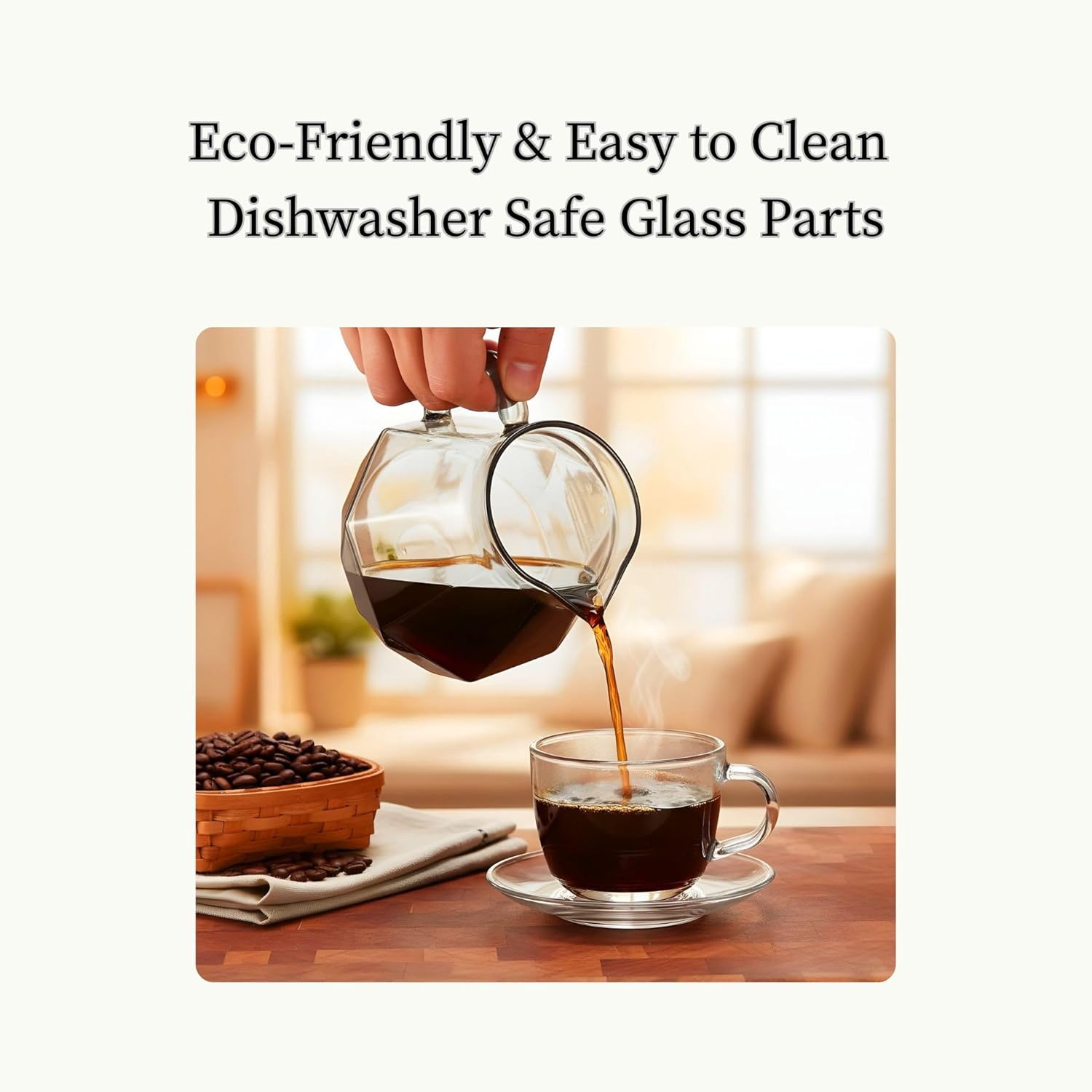 V60 Pour Over Coffee Maker Set with 100 Paper Filters, Glass Dripper and 20 oz Carafe, Manual Drip Coffee Brewer with Bamboo Base for Home or Office, Barista Style Pour Over Kit