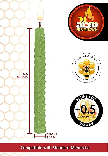 Miniatura 7 de Ner Mitzvah Velas de Janucá de cera de abejas de panal – Vela de tamaño estándar que se adapta a la mayoría de menorás – Cera de abeja pura de alta