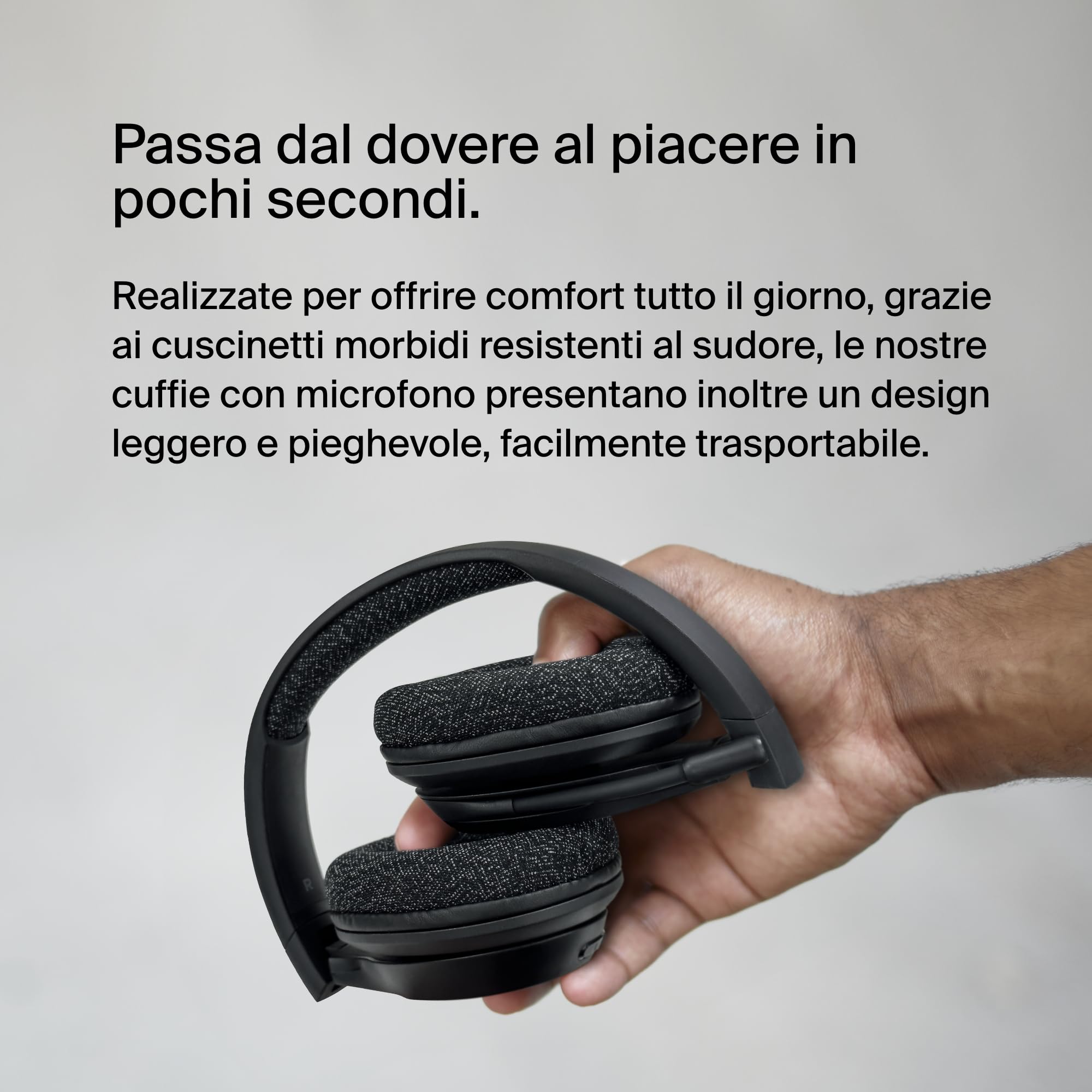 Belkin SoundForm Adapt Cuffie Bluetooth Over-Ear con Microfono a Braccio, Bluetooth Multipoint, Cuffie Wireless ENC, Durata Batteria di 65 Ore, Ricarica Rapida con USB C, Nero