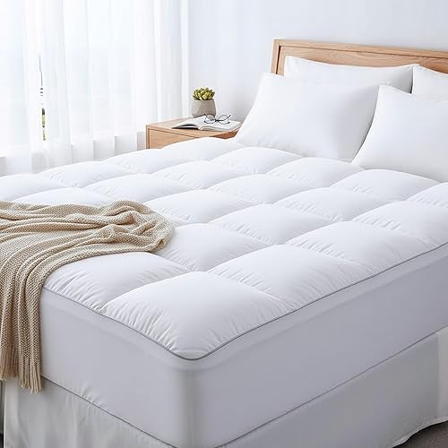Cubrecolchón refrescante extra grueso – Protector de colchón que reduce el dolor, protector acolchado suave, alternativa de relleno excesivo, parte