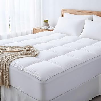 Extra Thick Cooling Mattress Topper Pain-Reducing Mattress Pad, Soft Quilted Protector, Overfilled Down Alternative, Plush Pillow Top, Queen Mattress Size with Deep Pocket Fits 821 Inches