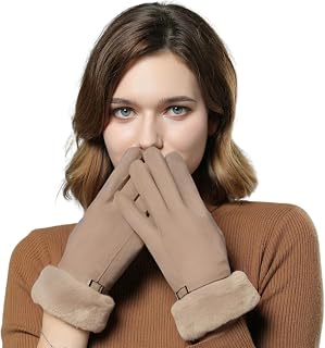 Tomorrow H Women's Winter gloves Soft Warm Touch Screen Gloves for Cold Weather Windproof Covered Finger faux fur on the i... Price In India