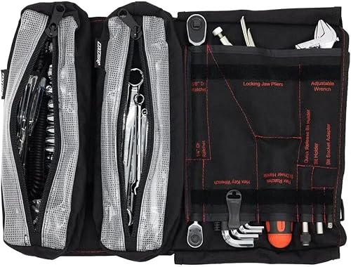 Miniatura 16 de Boxo USA Adventure - Kit de herramientas para motocicleta, rollo de herramientas compacto de 40 piezas para bicicleta deportiva y de aventura dual