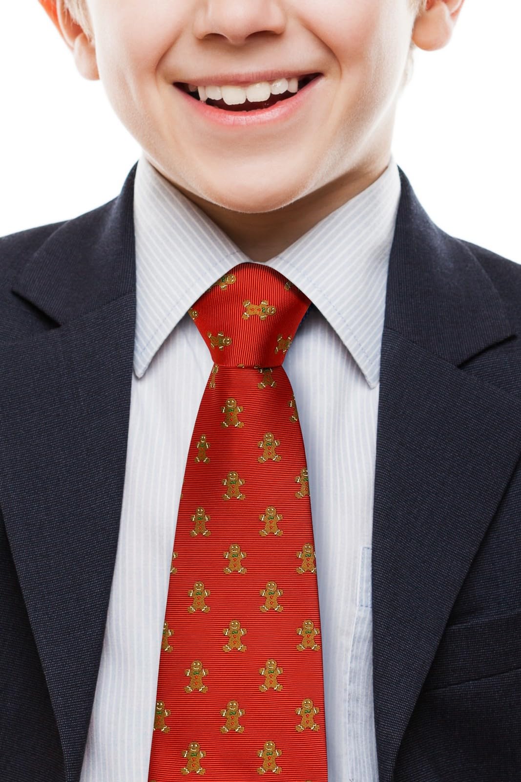 Retreez Christmas Gingerbread Man Woven Microfiber Boy's Tie - 8-10 years - Red