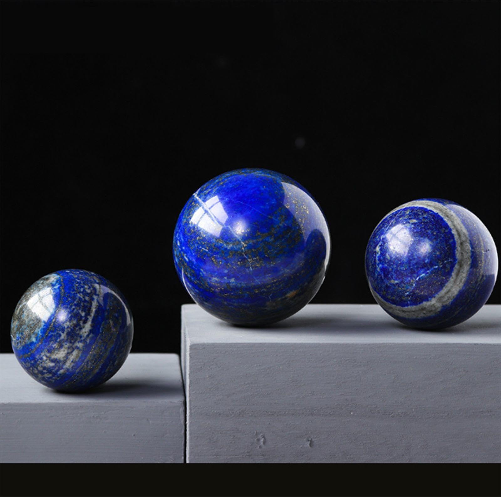 Bola de Cristal Decorativa con Soporte, Bola de Piedra de Lapislázuli Natural, Esfera de Piedras Preciosas Curativas, Adornos, Esfera de Energía de Meditación, Rocas Minerales,50mm