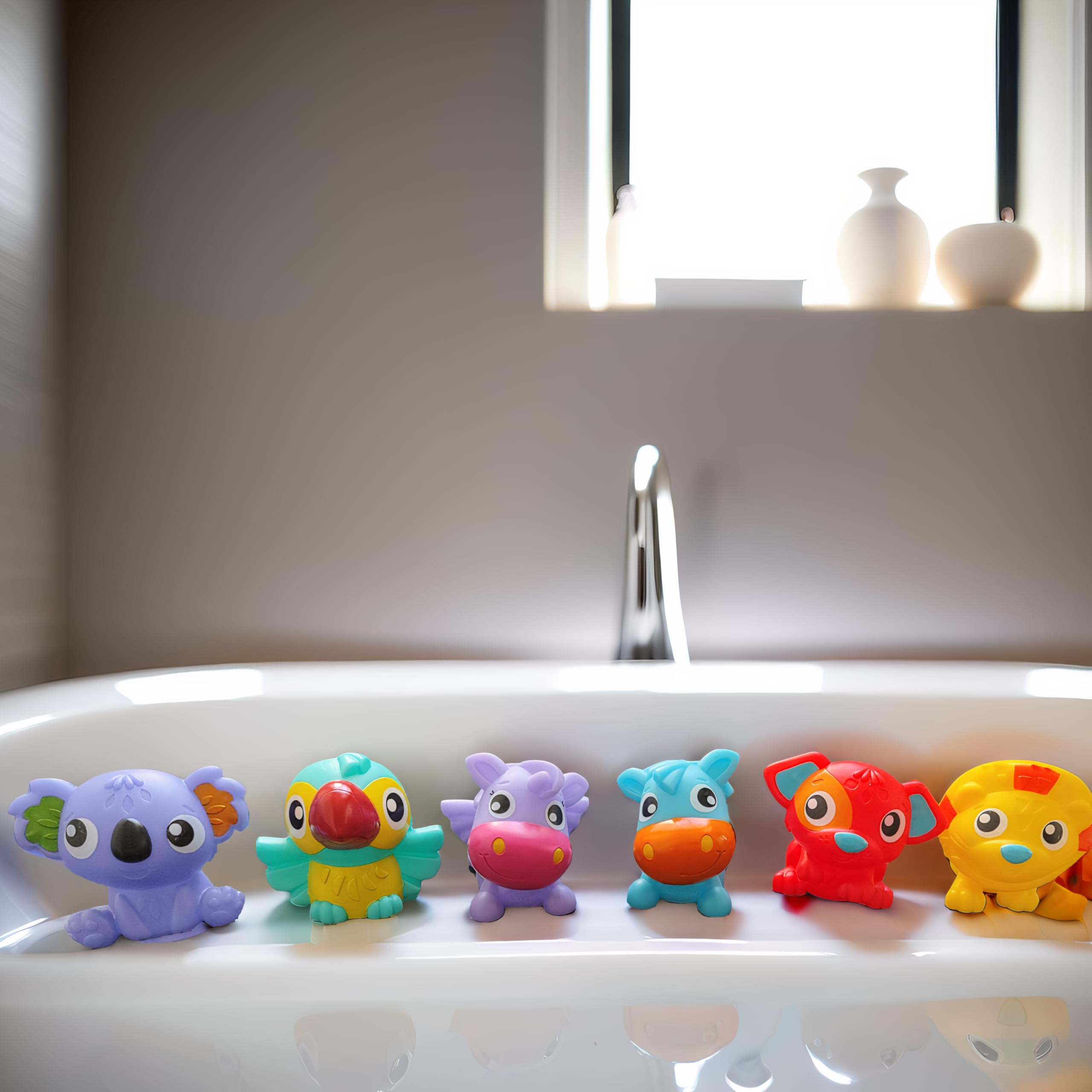 Playgro First Fun Floaties Pack, w pełni uszczelniony, atrakcyjna zabawka do kąpieli dla niemowląt do rozwoju sensorycznego i zabawy, ponad 6 miesięcy