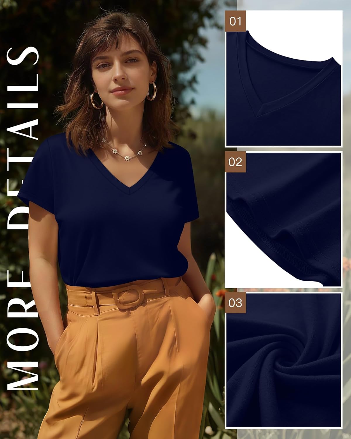 3 Pack Women's Plus Size T-Shirts, V Neck Short Sleeve Shirts Loose Fit Curved Hem Tees Casual Swing Tops - Image 5