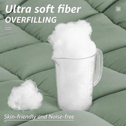 Miniatura 3 de HYLEORY Edredón de cama tamaño King para todas las estaciones, relleno de edredón acolchado alternativo con pestañas en las esquinas, cálido para