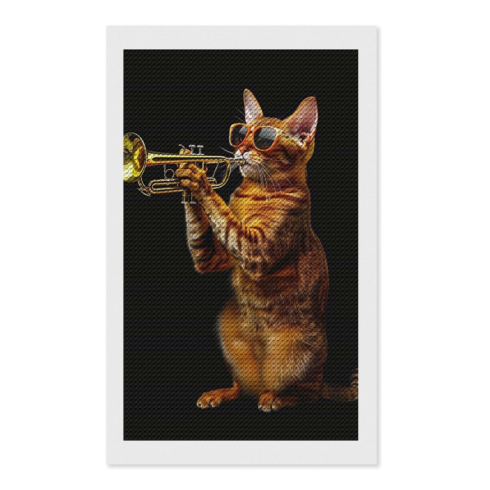 Junmoney Abyssinian Trumpet Diamond Painting Canvas Kit 12"x20", Relaxing DIY, Modern Decor, Aesthetic Room Decor, Home Wall Art, Wall Art Gift