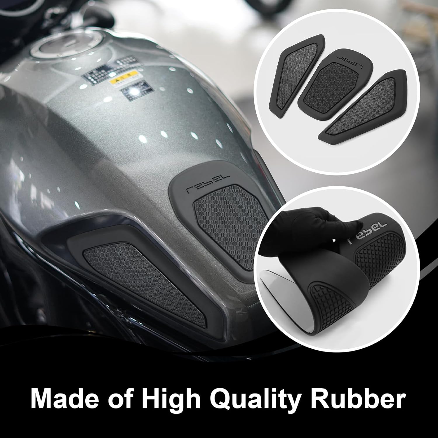 Motorcycle Tank Pad Sticker Gas Oil Fuel Tank Pad Decal Anti-Slip Protector for Honda Rebel 1100 CMX1100 CMX 1100 2021-2025 (Black)