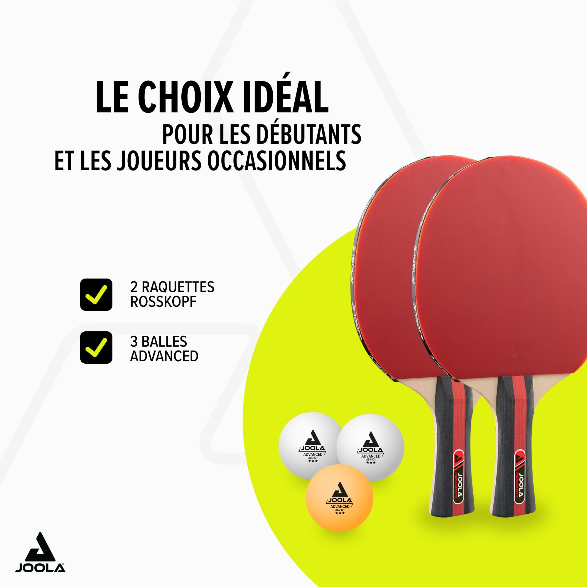 Joola Rosskopf Lot de 5 Raquettes de Tennis de Table + 3 balles de Tennis de Table 40 + mm Rouge/Noir