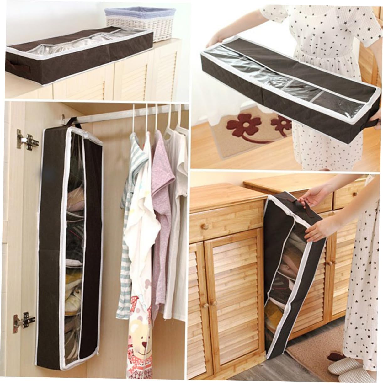 Foldable Non Woven Shoes Storage Box with Window Portable Multi Compartment Organizer for Dorm and Closet Moisture Resistant Shoe Case Space Saving Boot Storage