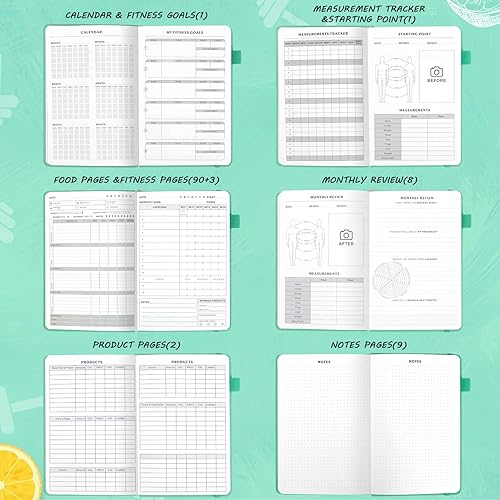 Miniatura 4 de EPEWIZD Diario de alimentos y acondicionamiento físico, planificador de bienestar de tapa dura, diario de entrenamiento para mujeres y hombres, para