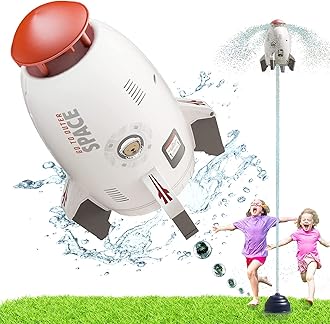 AM ANNA Rocket Water Sprinkler for Kids - 360-Degree Rotation Outdoor Summer Toy for Yard, Lawn Game With Pump Spray