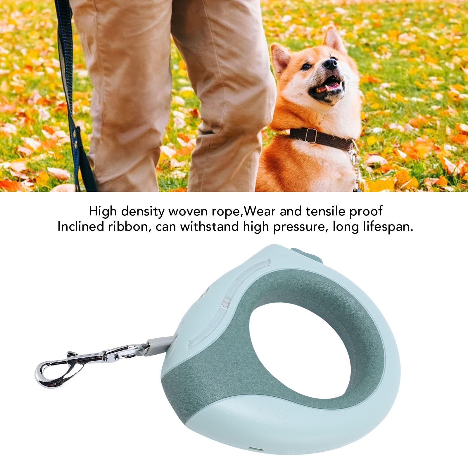 Laisse Rétractable pour Chien, Lumière LED Colorée, Réglage Automatique élégant pour Petits et Moyens Chiens, Conception Robuste (Verte)