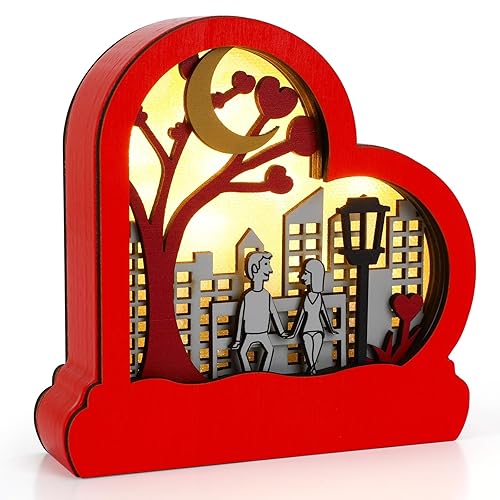 Valentine's Day Light Up Decor, Layered LED Night Light with