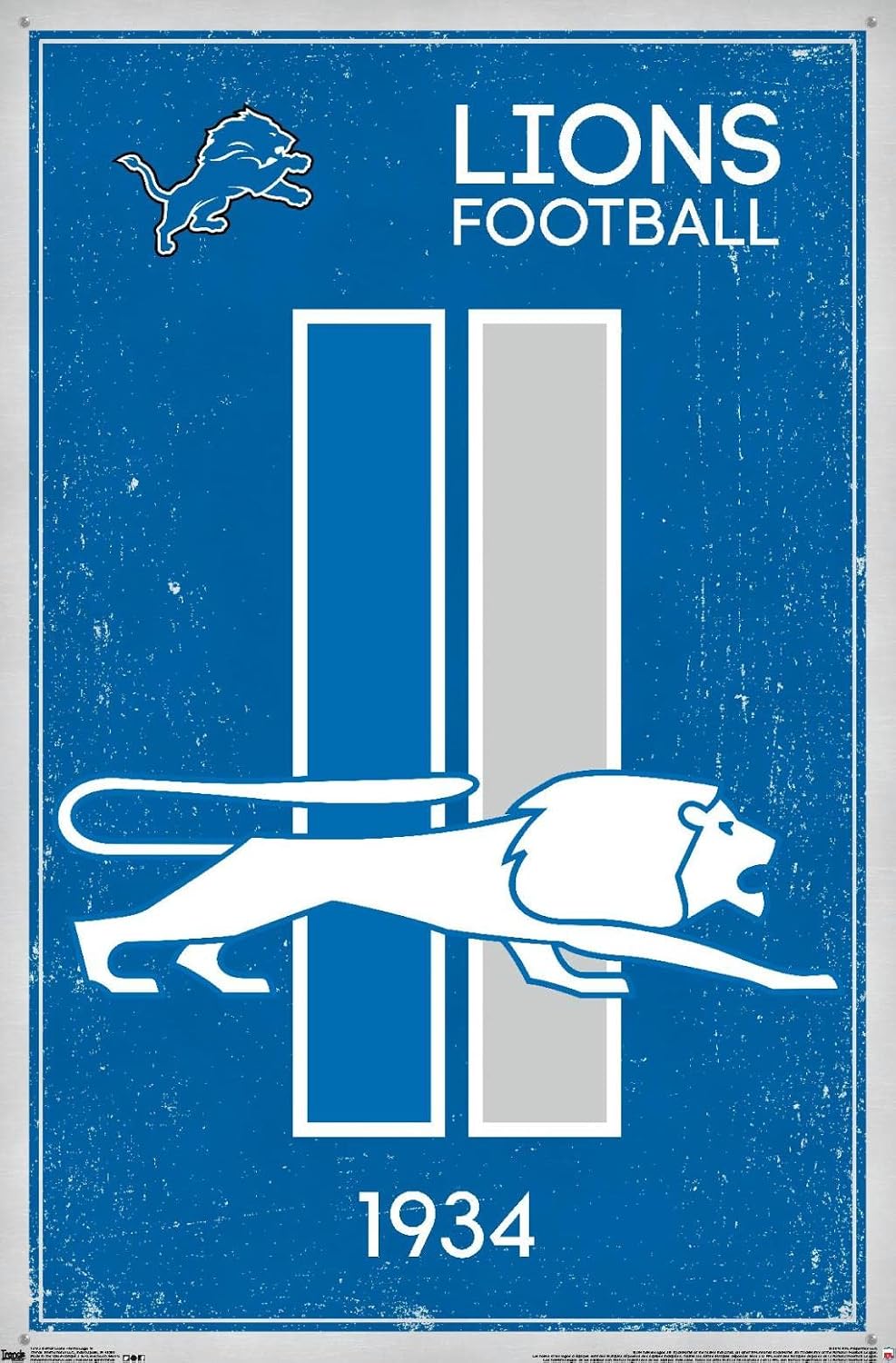 NFL Detroit Lions - Retro Logo 14 Wall Poster with Push Pins