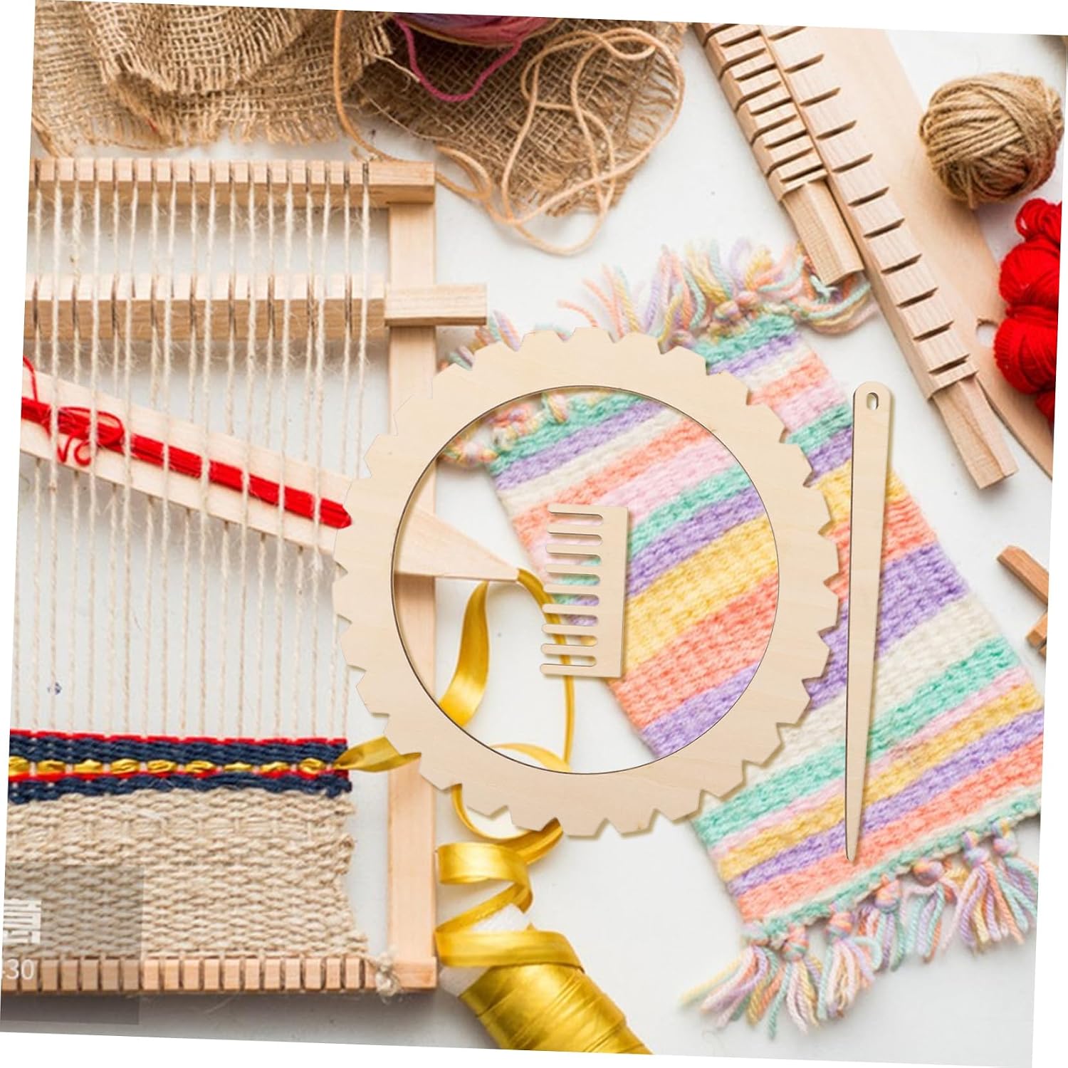 Beatifufu 1set Weaving Board Crafting Kit Handcraft Weave Board for Includes Tools for Boys and Girls and Adults for Bracelet and Textile Weaving