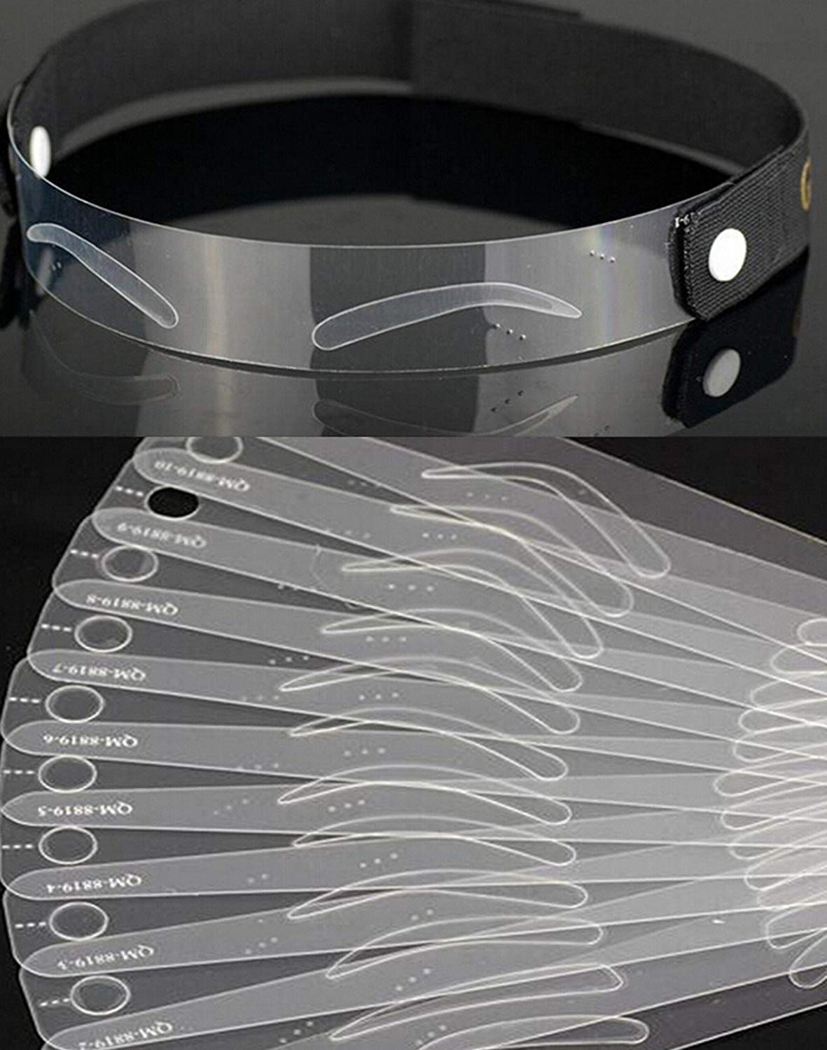 ZHONGJIUYUAN 12 stlye Eyebrow Stencil Makeup Template Eyebrow Grooming Shaping Stencil Kit DIY Eyebrow Template Card Beauty Eye Makeup Tool with belt
