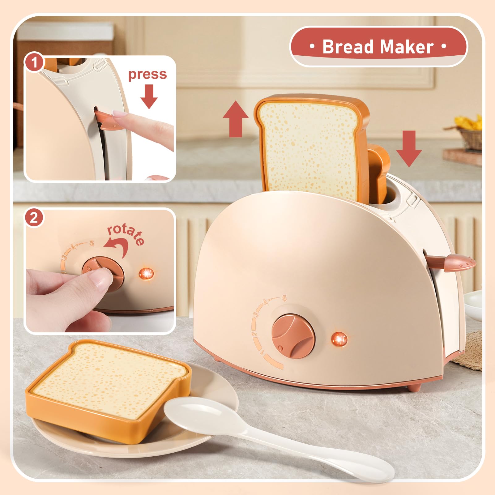 Cucina giocattolo per bambini con macchina del caffe e accessori, utensili e giochi per bambini 3 anni, regalo perfetto bambina e bambino 3 4 5 6 7 8 anni