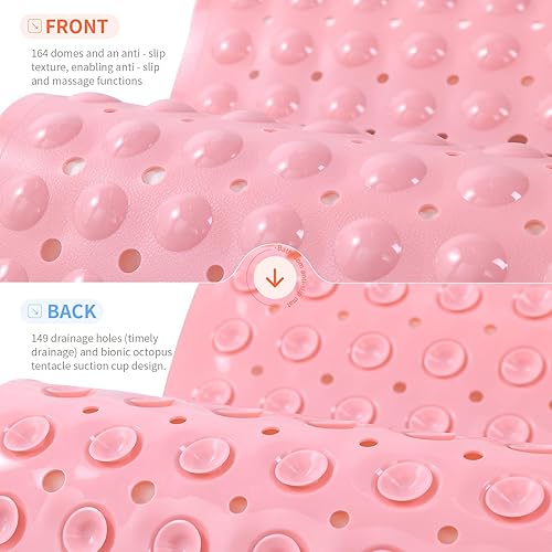 Miniatura 3 de Almohadilla de ducha antideslizante para bañera, 21 x 21 pulgadas, suave, de gran tamaño, lavable a máquina, con orificios de drenaje, ventosa para
