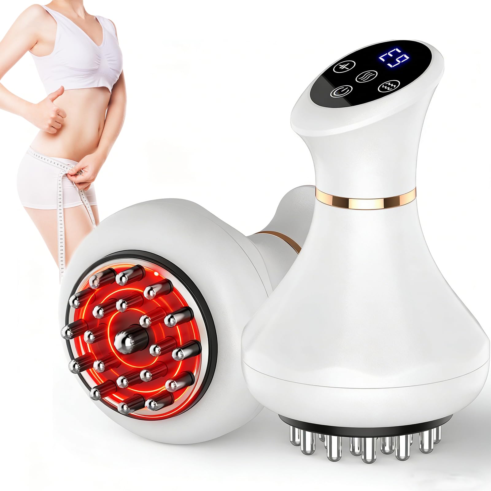 Photo 1 of Fusionara Body Sculpting Machine, Lymphatic Drainage Massager, Anti Cellulite Massage Tool for Legs, Reduce Stretch Marks & Cellulite, Arms & Belly with Microcurrent, Light, Heat & Vibration (White)