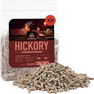 Lumberer Hickory Wood Pellets – Bold Smoky Flavor for Beef & Pork – 5LBS High-Heat BBQ Pellets, Clean Burn & Chemical-Free