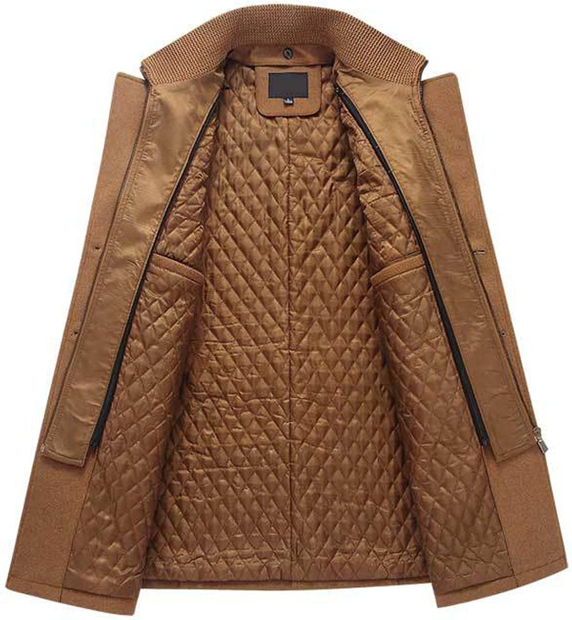 Chouyatou Men's Gentle Layered Collar Single Breasted Quilted Lined Wool Blend Pea Coats at  Men’s Clothing store