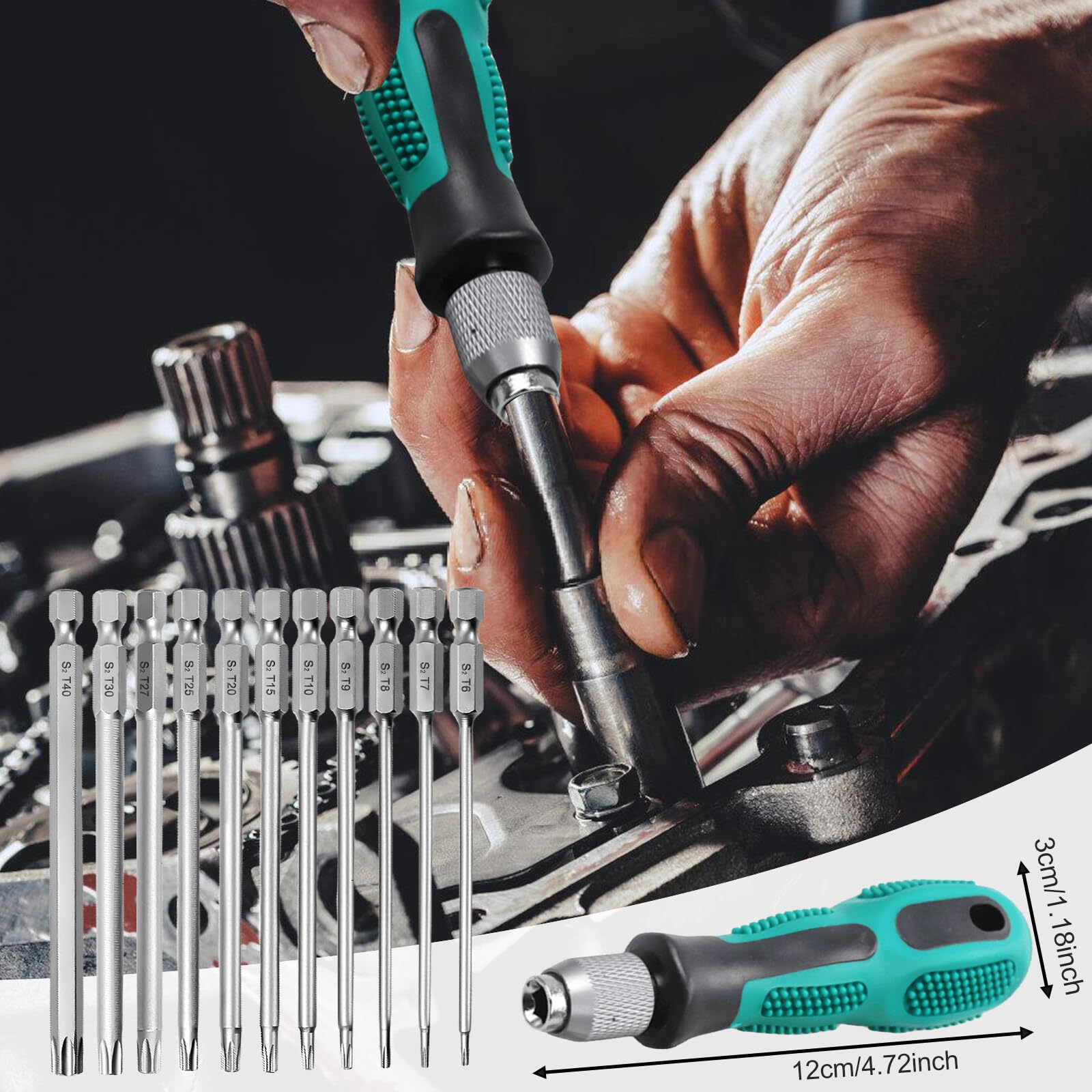 Set Cacciaviti Torx T6-T40 - 12 Pezzi Con Punte Magnetiche, Acciaio S2, Per Fai Da Te E Professionisti - Foto 2