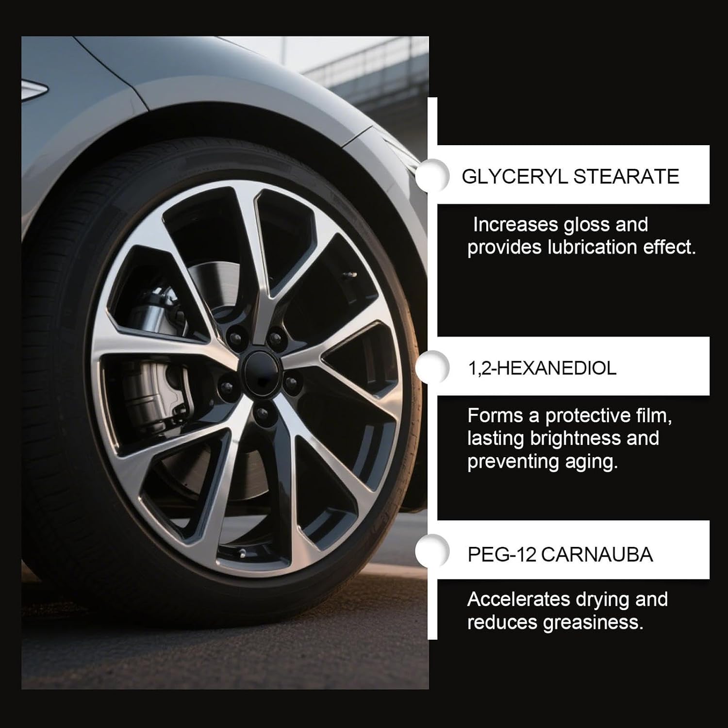 Instant Gloss Finish, Professional Tire Restorer Paste, 133g Polishing Cream with High Shine, Protective Silicone Gel, Automotive Wax with Non Greasy Coating, Wheel Renewal for Truck & Sedan