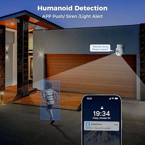 Miniatura 6 de Hiseeu Cámara de seguridad inalámbrica para exteriores, visión nocturna a color de 5 MP, cámara de vigilancia WiFi 2.4 y 5G PanTilt con detección de