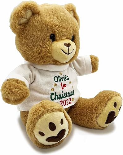 Miniatura 5 de DIBSIES Oso de peluche personalizado para la primera Navidad del bebé, 12 pulgadas