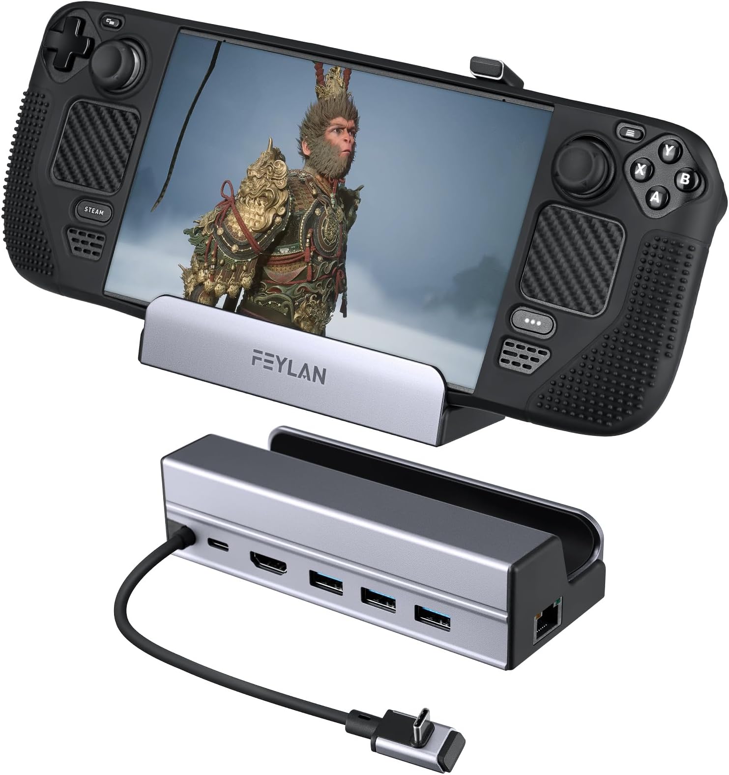 Steam Deck 6-in-1 dockingstation met HDMI 4K @60Hz, Gigabit Ethernet, 100 W, compatibel met Steam Deck OLED, ASUS ROG Ally X, Legion Go, MSI Claw