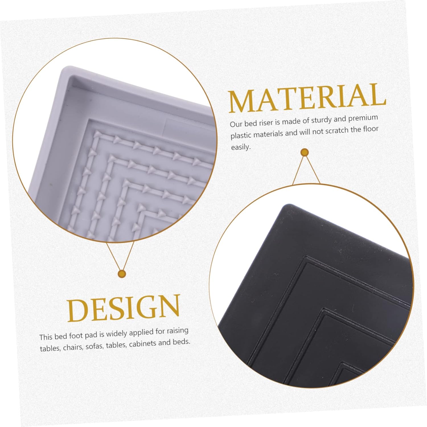 Zerodeko 8pcs Plastic Bed Risers Furniture Foot Pads Bed Frame Risers for Couch Table Desk and Noise-reducing