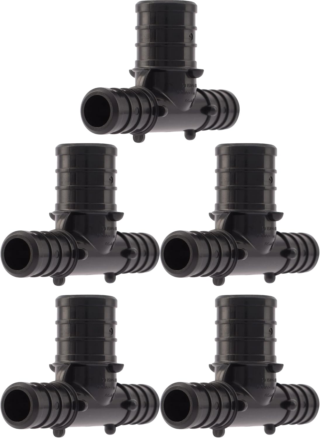 SharkBite 3/4 Inch x 3/4 Inch x 1/2 Inch Poly Crimp Reducing Tee, Pack of 25, PEX Pipe, PE-RT, UP412