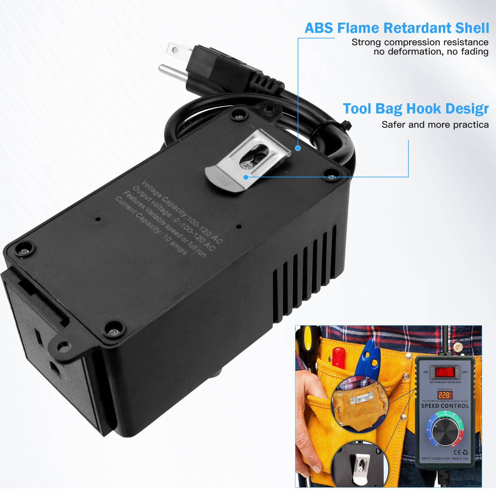 Régulateur de vitesse 230 V 10 A 4000 W, régulateur de tension du moteur AC pour meuleuse d'angle vessie perceuse manuelle scies circulaires