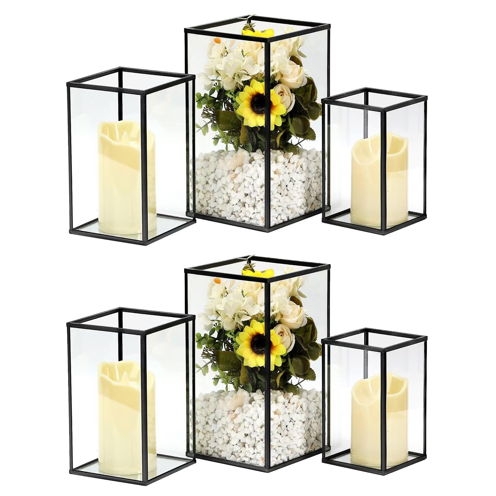 Glazen kandelaar, 1 set (3 stuks), Hurricane kandelaar, meervoudig bruikbaar voor zuil, votief, theelichtje, drijvende kaars, bloemenvaas, terrarium, plantenbak, bruiloft, middenstuk, woondecoratie Glazen kandelaar, 1 set (3 stuks), Hurricane kandelaar, meervoudig bruikbaar voor zuil, votief, theelichtje, drijvende kaars, bloemenvaas, terrarium, plantenbak, bruiloft, middenstuk, woondecoratie