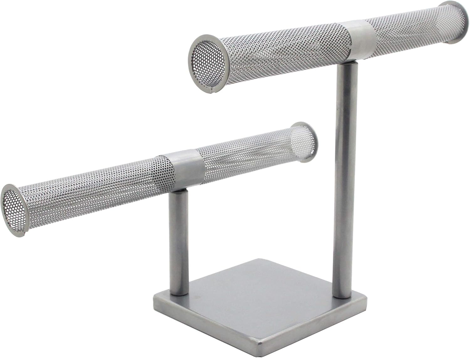 FixtureDisplays® 15.0x9.3x5.1 T-Bar Jewelry Display for Bracelets and Chains, Steel-Silver 19295